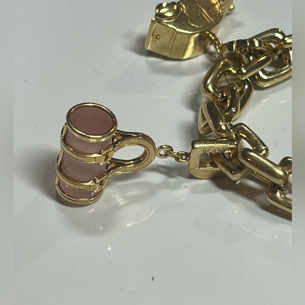 LOUIS VUITTON 2003 18KT GOLD CHARM BRACELET W/ 5 CHARMS - Picture 9 of 14